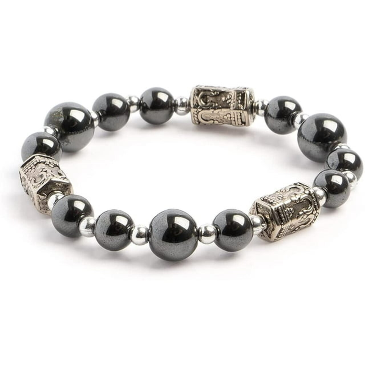 Earth's Jewels Semi-Precious Natural Hematite Black Stretch Bracelets #74